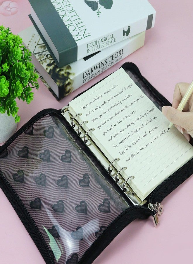 Koqye غلاف مجلد تخطيط Koqye A5 بسحاب، غلاف دفتر ملاحظات بست حلقات، محفظة ظرف نقود بست حلقات لتدوين اليوميات وتخطيط الميزانية (A5 - أسود) - Image 5
