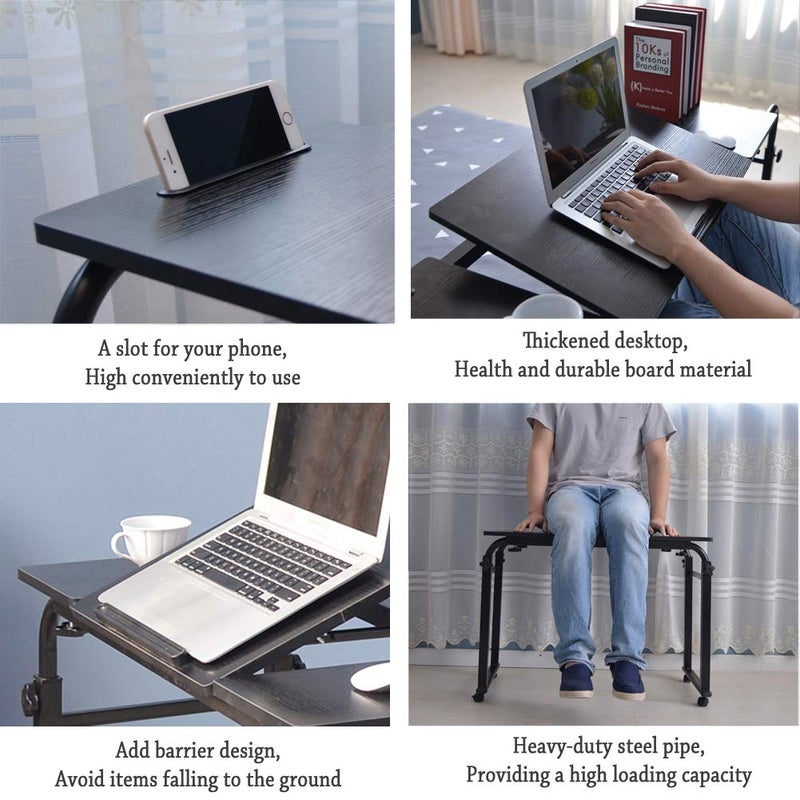 KOMOREBI Overbed Table with Wheels Laptop Desk Cart Table Over The Bed Table Adjustable Height and Length for Hospital and Home use - Image 4