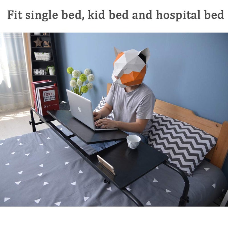 KOMOREBI Overbed Table with Wheels Laptop Desk Cart Table Over The Bed Table Adjustable Height and Length for Hospital and Home use - Image 5