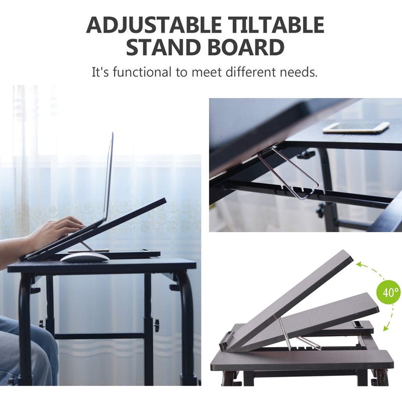 KOMOREBI Overbed Table with Wheels Laptop Desk Cart Table Over The Bed Table Adjustable Height and Length for Hospital and Home use - Image 3