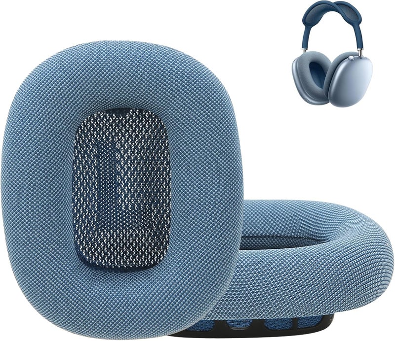 EARROCK Ear Cushion Cover Compatible with Apple AirPods Max Headphones Replacement Fabric Ear Pad Covers with Memory Foam and Magnet Sky Blue Dark Blue - Image 1