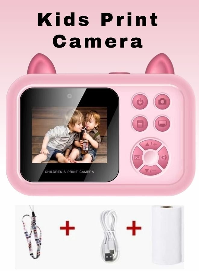 بيتشو كاميرا أطفال، كاميرا طباعة فورية للأطفال للأولاد والبنات، كاميرا مزدوجة عالية الدقة 1080 بكسل 48 ميجابكسل 2.4 بوصة، صور عالية الدقة وفيديو عالية الجودة، كاميرا رقمية صغيرة للأطفال، أفضل هدية للبنات والأولاد - Image 1