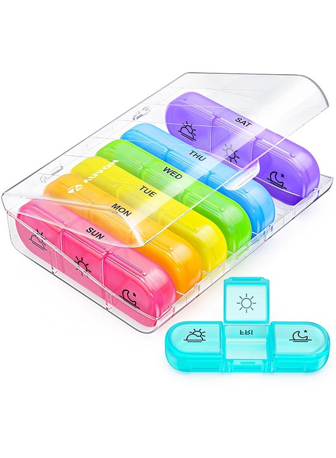 Generic Weekly Pill Organizer 3 Times A Day ,Portable 7 Day Pill Box Case with Large Separate Compartments to Hold Medication, Vitamins, Fish Oil and Supplements（transparent）  - Image 1