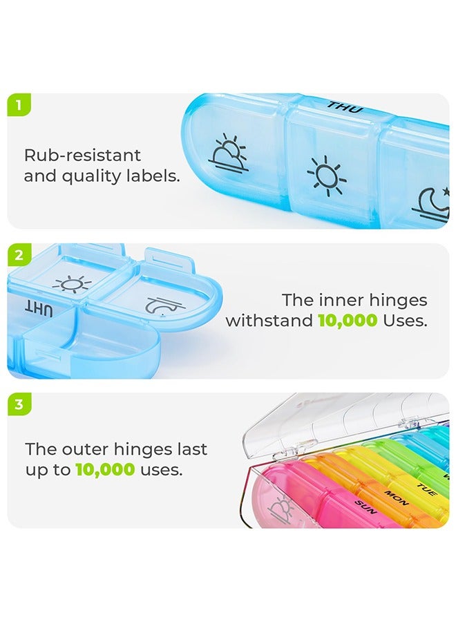 Generic Weekly Pill Organizer 3 Times A Day ,Portable 7 Day Pill Box Case with Large Separate Compartments to Hold Medication, Vitamins, Fish Oil and Supplements（transparent）  - Image 4
