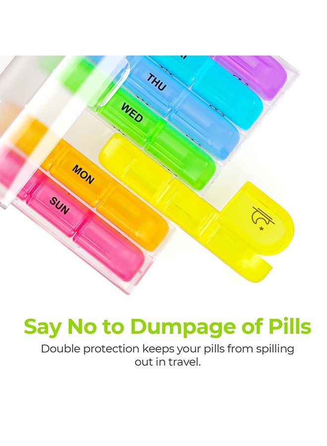 Generic Weekly Pill Organizer 3 Times A Day ,Portable 7 Day Pill Box Case with Large Separate Compartments to Hold Medication, Vitamins, Fish Oil and Supplements（transparent）  - Image 5