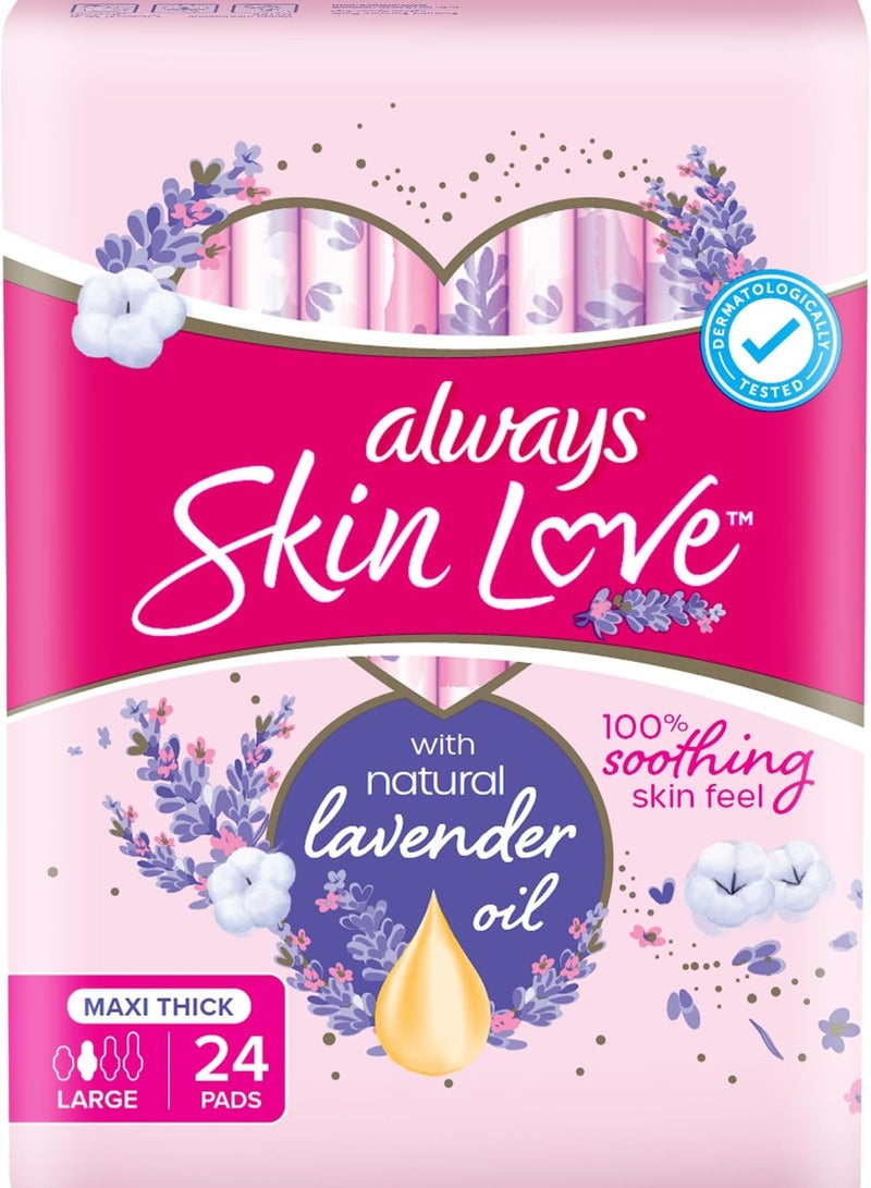 Always 24 Count Skin Love Pads, Lavender Freshness, Thick & Large