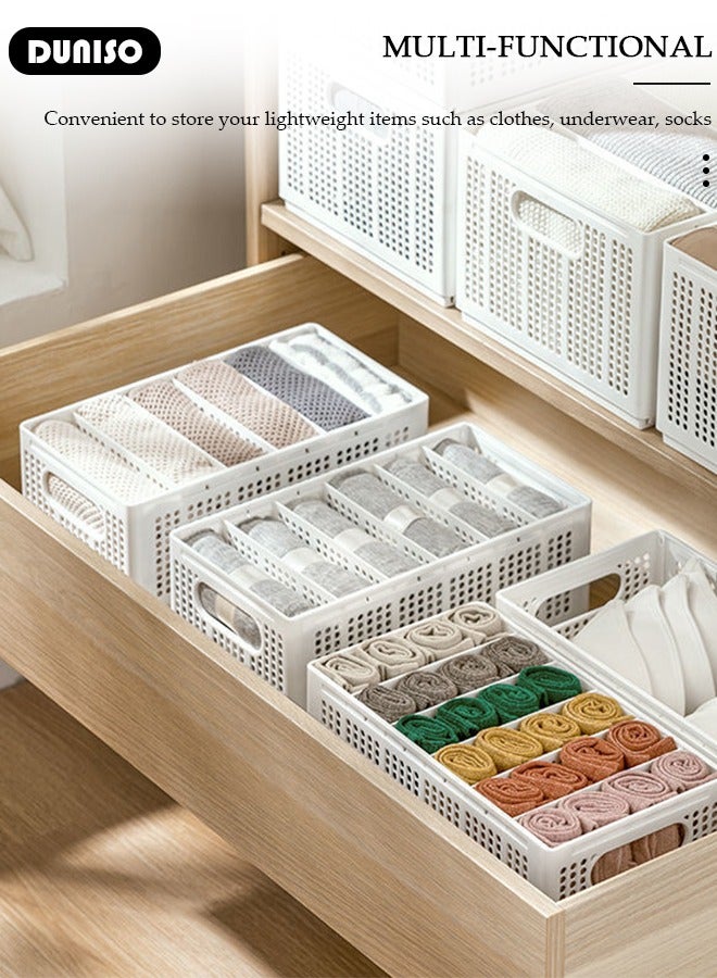 DUNISO Clothes Organizer for Wardrobe, Folding Closet Storage Box, Stackable Clothes Organizer Box Drawers for Wardrobe, Multi Purpose Plastic Closet Organizer for Jeans, T-shirt, Panties, Leggings, Underwear  - Image 3