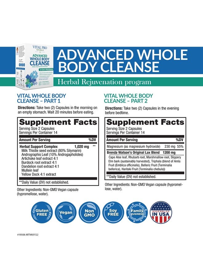 Vital Planet Vital Pro Naturals - Advanced Whole Body Cleanse with Milk Thistle, Magnesium, Cape Aloe, and Herbs for Occasional Constipation and Healthy Elimination, 2-Part 14 Day Kit, 56 Capsules - Image 2