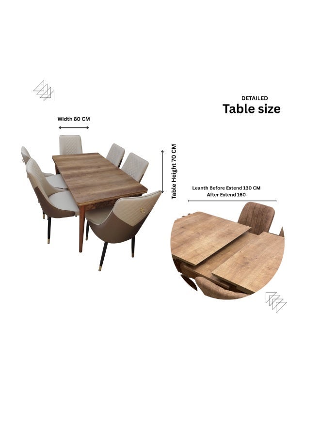 LHFHOMT-7-Pieces Dining Set, (Free Installation) 1 Piece MDF Top Rectangular Table With with 6 Upholstered Leather Chairs Modern Design Furniture for Home, Kitchen, Dining Room, Restaurant - Image 5