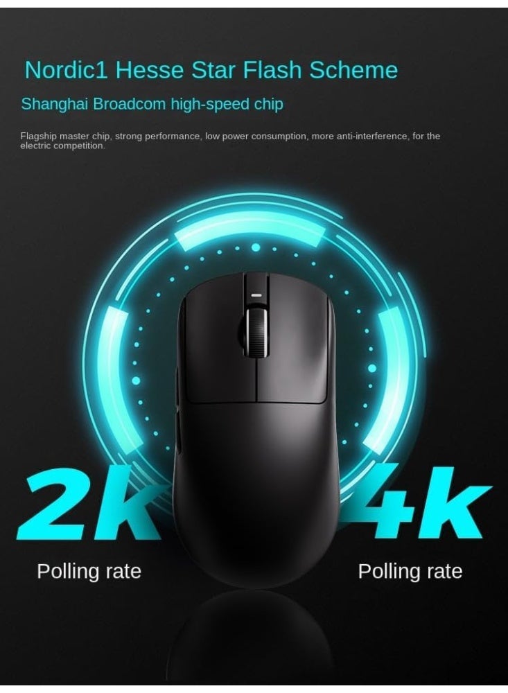 في اكس اي ماوس بلوتوث لاسلكي VXE RI PRO خفيف الوزن، يعمل 75 ساعة متواصلة، مدى 80 مليون نقرة، سرعة ذكية وتأخير منخفض، مناسب للألعاب، قابل للشحن، بيكس آرت PAW3395، باللون الأسود. - Image 5