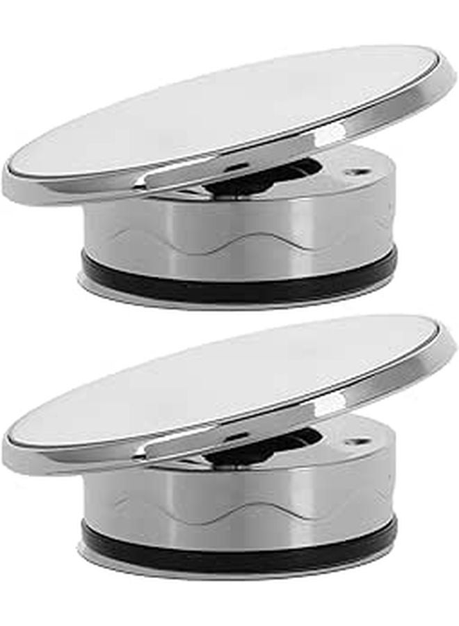 Silver Suction Cup Blind Spot Mirrors 360 Rotatable Convex Wide Angle Rearview for Car Truck - Image 1