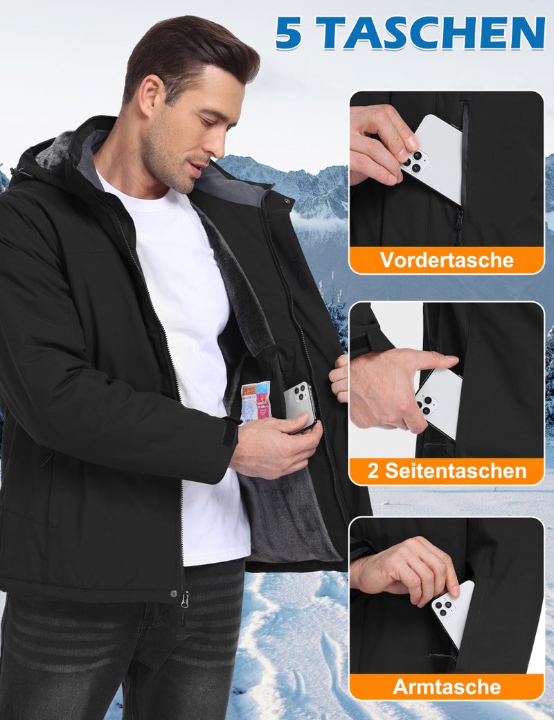 Zoofly Ski Jackets for Men Durable Windproof Winter Work Coat for Men with Pockets Motorcycle Jacket Ripstop Black 3XL - Image 4