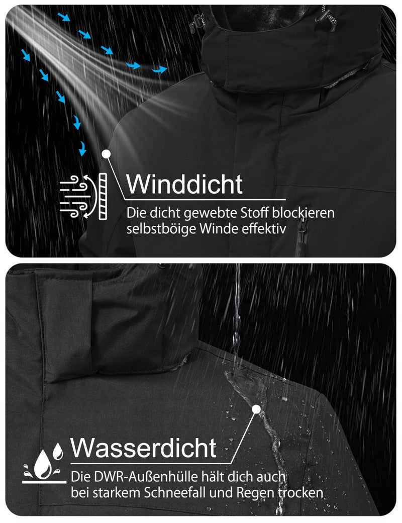 Zoofly Ski Jackets for Men Durable Windproof Winter Work Coat for Men with Pockets Motorcycle Jacket Ripstop Black 3XL - Image 2