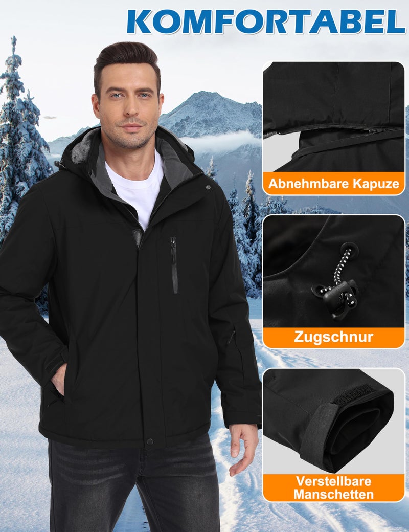 Zoofly Ski Jackets for Men Durable Windproof Winter Work Coat for Men with Pockets Motorcycle Jacket Ripstop Black 3XL - Image 5