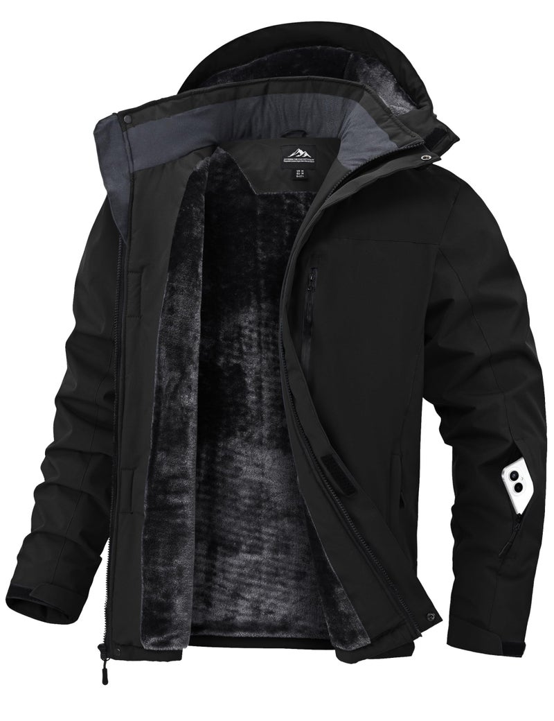 Zoofly Ski Jackets for Men Durable Windproof Winter Work Coat for Men with Pockets Motorcycle Jacket Ripstop Black 3XL - Image 1