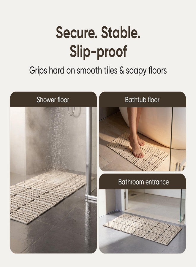 Frido Anti-Slip Bath Mat| PVC Shower Mat Stays Firm on Wet Bathroom Floors | Denser Quick-Drain Design for Faster Drying | Helps Prevent Mould Buildup | Warm Beige - Image 3