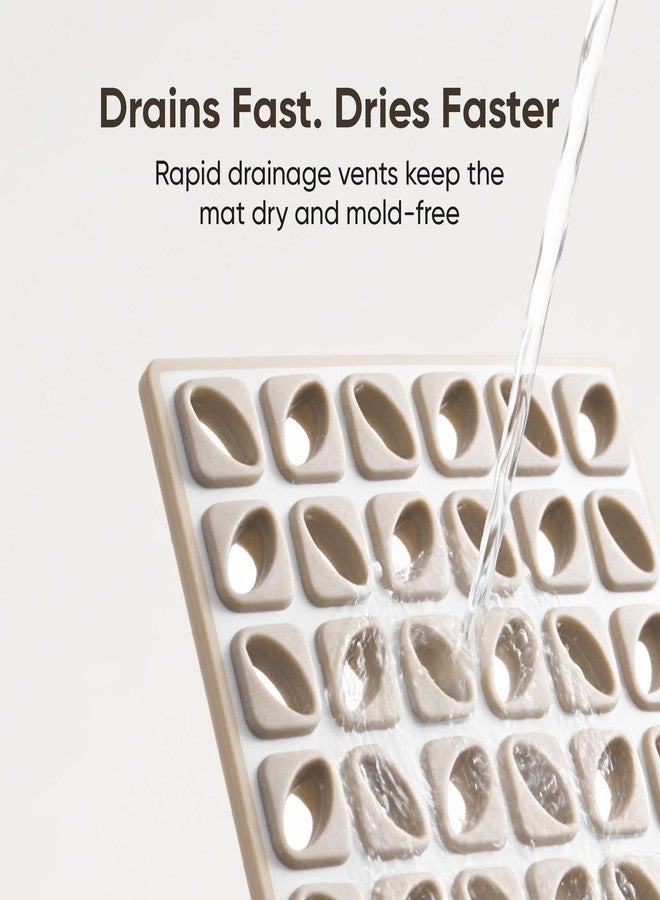 Frido Anti-Slip Bath Mat| PVC Shower Mat Stays Firm on Wet Bathroom Floors | Denser Quick-Drain Design for Faster Drying | Helps Prevent Mould Buildup | Warm Beige - Image 5