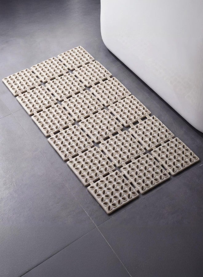Frido Anti-Slip Bath Mat| PVC Shower Mat Stays Firm on Wet Bathroom Floors | Denser Quick-Drain Design for Faster Drying | Helps Prevent Mould Buildup | Warm Beige - Image 1