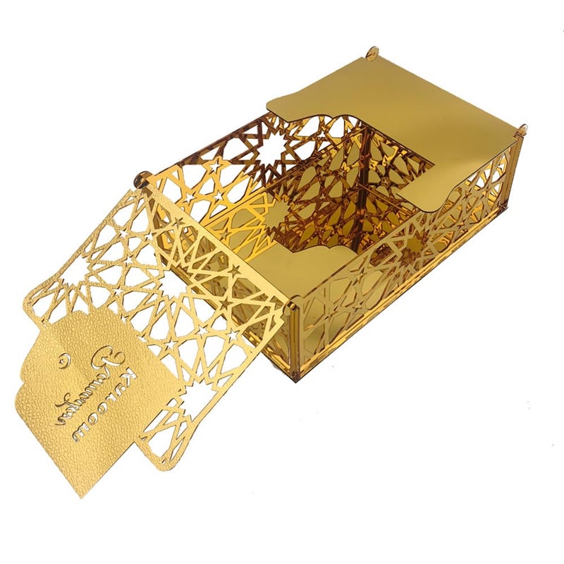 Eforcase Ramadan Tray Eid Mubarak Serving Tray Hollow Acrylic Mirror Tray Fruit Plate Tableware Dessert Star Platters Candy Dish Storage Container DIY Display Holder Ramadan Islam Kareem Party Decor - Image 5