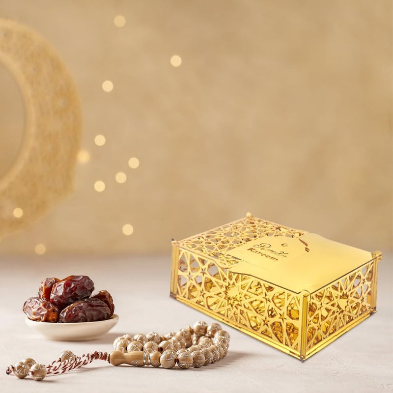 Eforcase Ramadan Tray Eid Mubarak Serving Tray Hollow Acrylic Mirror Tray Fruit Plate Tableware Dessert Star Platters Candy Dish Storage Container DIY Display Holder Ramadan Islam Kareem Party Decor - Image 4