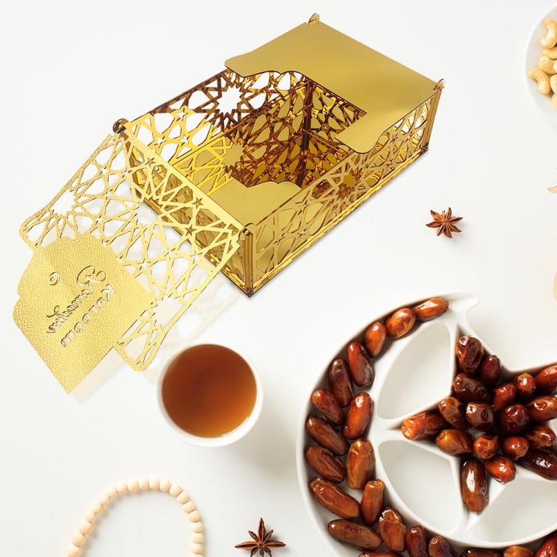 Eforcase Ramadan Tray Eid Mubarak Serving Tray Hollow Acrylic Mirror Tray Fruit Plate Tableware Dessert Star Platters Candy Dish Storage Container DIY Display Holder Ramadan Islam Kareem Party Decor - Image 3