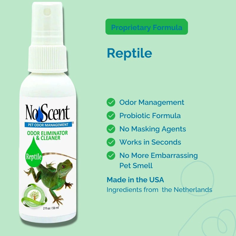 No Scent Reptile Tank Cleaner Spray & Pet Odor Management for Bearded Dragon, Turtle, Lizard Terrarium Freshener (2 Fl Oz / 59 mL) - Image 2
