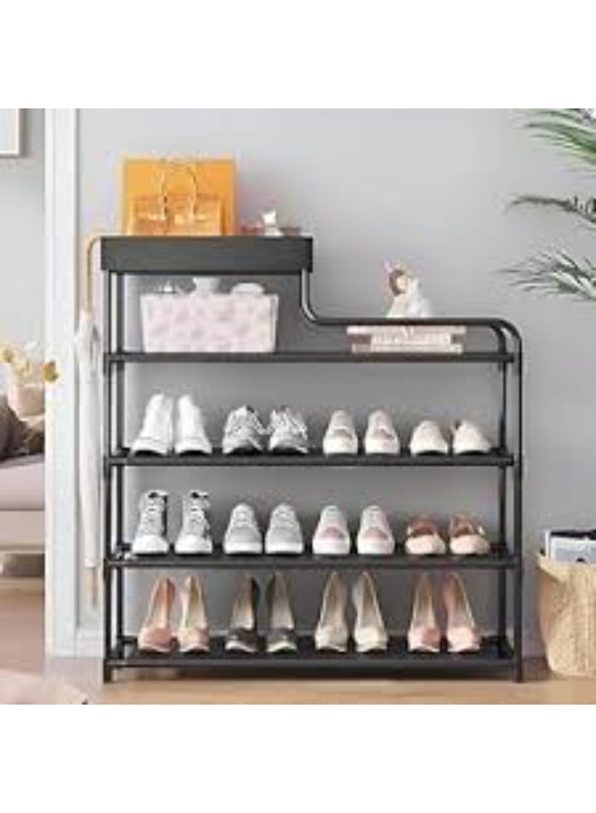 Shoe rack and metal stand + fabric shelves - Image 1
