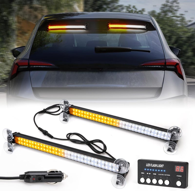 ROUTEKING 2PCS 17” COB LED Traffic Advisor Light Bar with 23 Flash Modes - Image 1