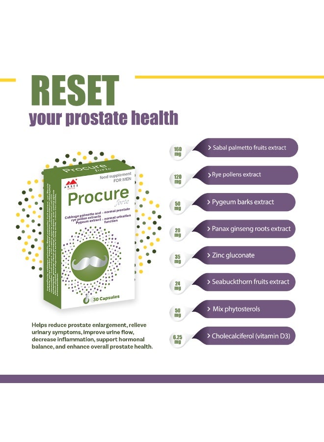 PROCURE  forte Procure Forte Prostate Support Capsules – Saw Palmetto & Phytosterols – Supports Urinary Flow & Prostate Health - Image 1