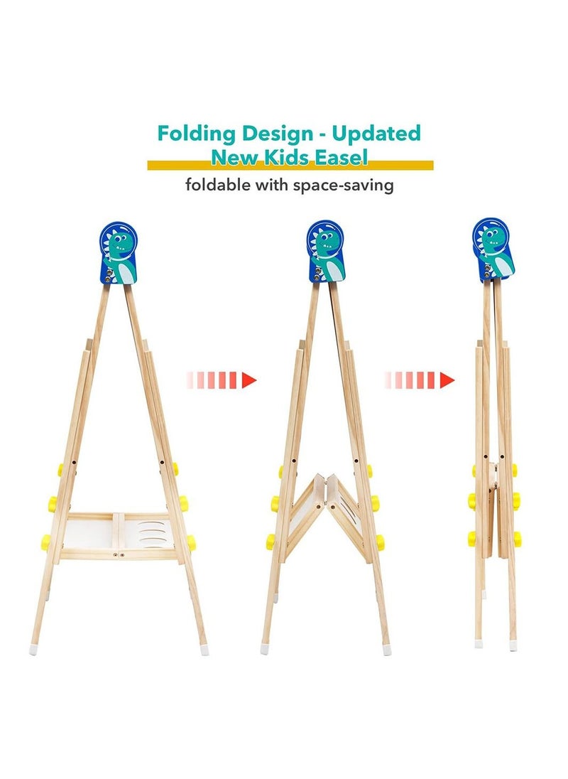 Cool Baby - Kids Standing Art Easel with Paper Roll Height Adjustable Chalk Board Magnetic White Board for Kids Painting and Drawing - Image 1