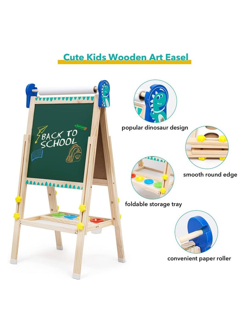 Cool Baby - Kids Standing Art Easel with Paper Roll Height Adjustable Chalk Board Magnetic White Board for Kids Painting and Drawing - Image 1
