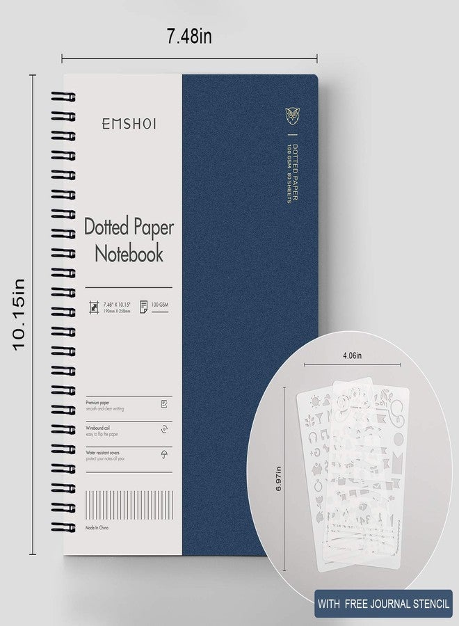 EMSHOI Dotted Notebook Spiral 2 Pack, 320 Pages B5 Dot Grid Journal, with Free Journal Stencils, Waterproof Hardcover, 100GSM Thick Paper, 7.48" x 10.15"-Coffee Blue - Image 5