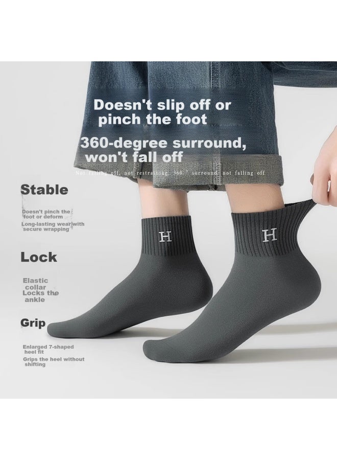 Romon Men's 100% Cotton Summer 10a Antibacterial Odor-resistant Casual Breathable Sports Mid-calf Socks
