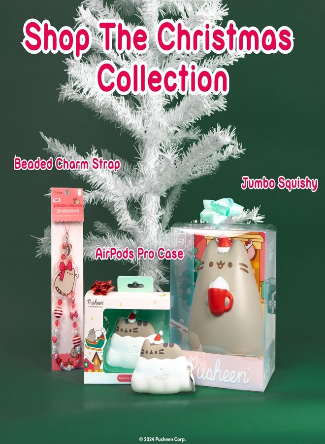 Hamee Pusheen The Cat Christmas Jumbo Squishy Toy Collectible Slow Rising Cute SquiSHU Birthday Gift, Party Favors, Stress Relief - Holiday Pusheen with Hot Cocoa - Image 3