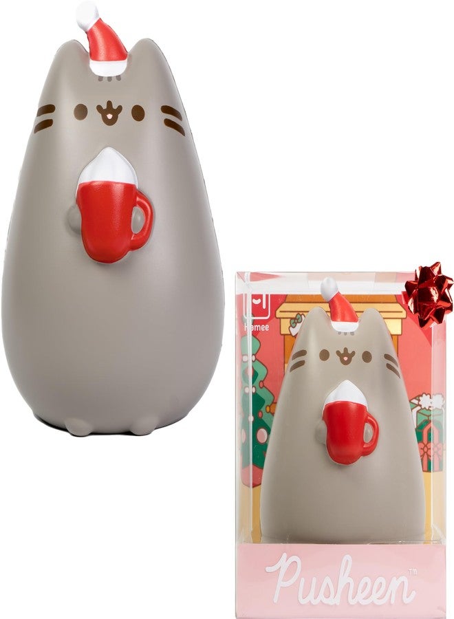 Hamee Pusheen The Cat Christmas Jumbo Squishy Toy Collectible Slow Rising Cute SquiSHU Birthday Gift, Party Favors, Stress Relief - Holiday Pusheen with Hot Cocoa - Image 1