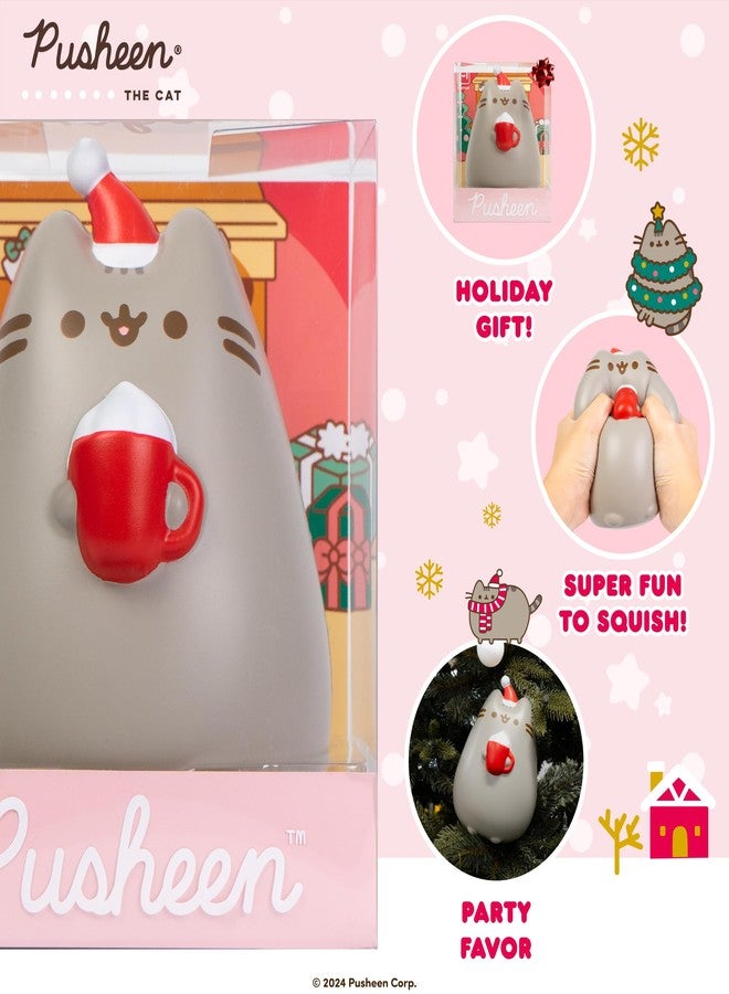 Hamee Pusheen The Cat Christmas Jumbo Squishy Toy Collectible Slow Rising Cute SquiSHU Birthday Gift, Party Favors, Stress Relief - Holiday Pusheen with Hot Cocoa - Image 2