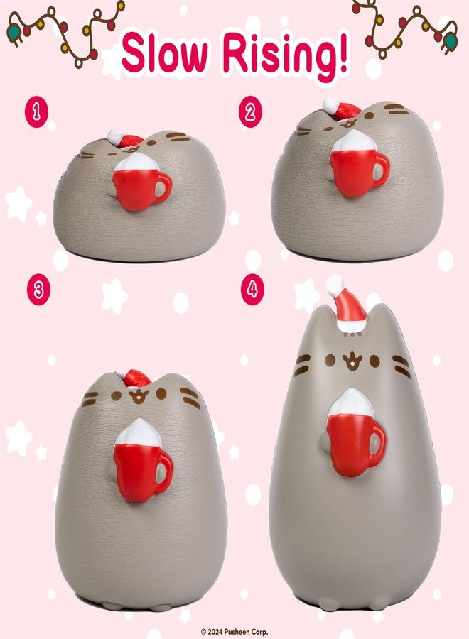 Hamee Pusheen The Cat Christmas Jumbo Squishy Toy Collectible Slow Rising Cute SquiSHU Birthday Gift, Party Favors, Stress Relief - Holiday Pusheen with Hot Cocoa - Image 4