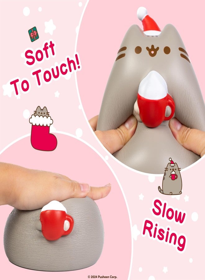 Hamee Pusheen The Cat Christmas Jumbo Squishy Toy Collectible Slow Rising Cute SquiSHU Birthday Gift, Party Favors, Stress Relief - Holiday Pusheen with Hot Cocoa - Image 5