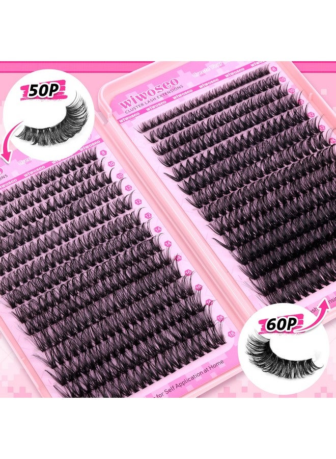 wiwoseo Eyelash Clusters Natural Lash Clusters Wispy Lash Clusters 560Pcs Cluster Eyelash Extensions 50D+60D Individual Lashes Clusters Lash Extensions Cluster Lashes For Diy At Home (8-18Mm) - Image 1