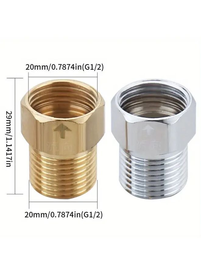 قطعتان G1 2 أنثى إلى ذكر صمام فحص نحاسي مضاد للتدفق العكسي أحادي الاتجاه للمرحاض - Image 3