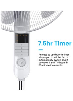 Pro Breeze Pro Breeze 16-Inch Pedestal Fan with Remote Control and LED Display, 4 Operational Modes, 80° Oscillation, Adjustable Height & Pivoting Fan Head, Perfect for Homes, Offices and Bedrooms - White  - Image 2