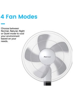 Pro Breeze Pro Breeze 16-Inch Pedestal Fan with Remote Control and LED Display, 4 Operational Modes, 80° Oscillation, Adjustable Height & Pivoting Fan Head, Perfect for Homes, Offices and Bedrooms - White  - Image 5