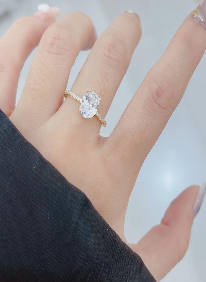 SALTY Anti Tarnish Oval-Cut Diamond Finger Ring for Women | Adjustable Fancy Jewellery Design | Latest Fashion Accessories for Girls | Minimal Jewelry | Ideal for Gifting | Marriage, Birthday | Gift for Valentine Day - Image 2