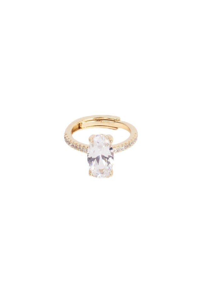 SALTY Anti Tarnish Oval-Cut Diamond Finger Ring for Women | Adjustable Fancy Jewellery Design | Latest Fashion Accessories for Girls | Minimal Jewelry | Ideal for Gifting | Marriage, Birthday | Gift for Valentine Day - Image 1