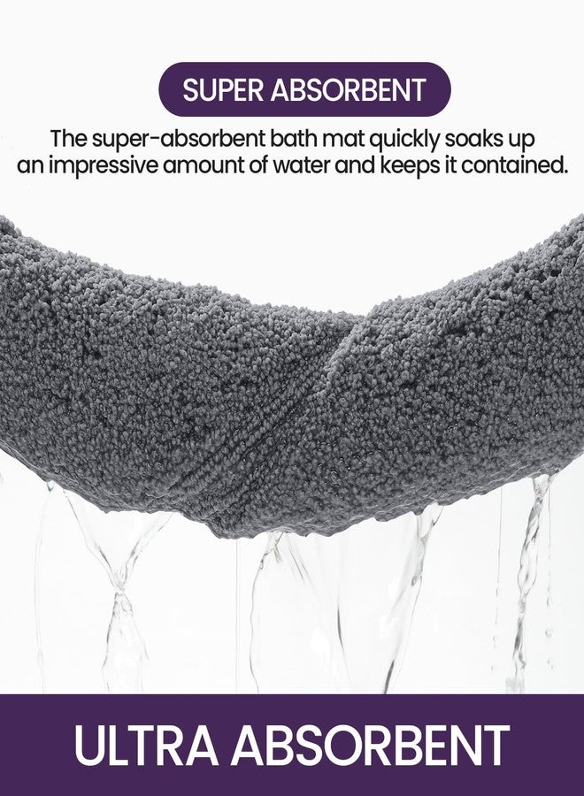 DEXI Bathroom Rugs 32x20, Washable Non Slip Bath Mat for Shower Floor, Absorbent Quick Dry Bathmat with Rubber Backing, Ultra Soft Plush Carpet for Tub, Grey - Image 4