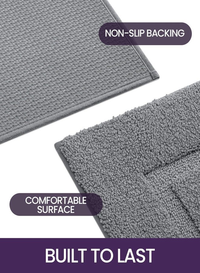 DEXI Bathroom Rugs 32x20, Washable Non Slip Bath Mat for Shower Floor, Absorbent Quick Dry Bathmat with Rubber Backing, Ultra Soft Plush Carpet for Tub, Grey - Image 5