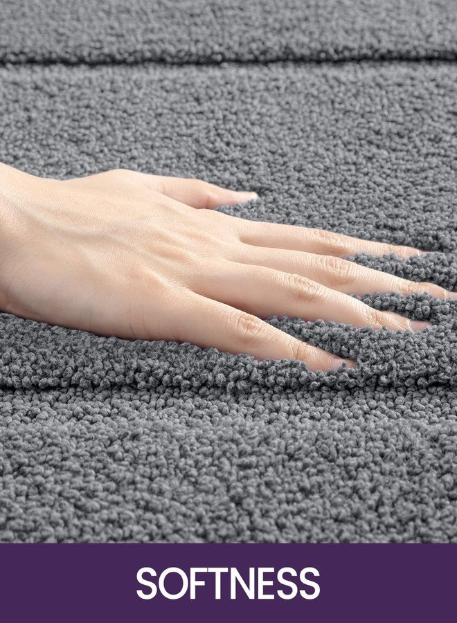 DEXI Bathroom Rugs 32x20, Washable Non Slip Bath Mat for Shower Floor, Absorbent Quick Dry Bathmat with Rubber Backing, Ultra Soft Plush Carpet for Tub, Grey - Image 3