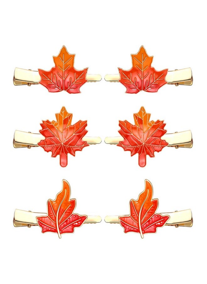 HZEYN - Zeyn 6 Pack Thanksgiving Hair Clip Fall Maple Leaf Hair Barrette Hair Accessories For Women Maple Leaf - Image 1