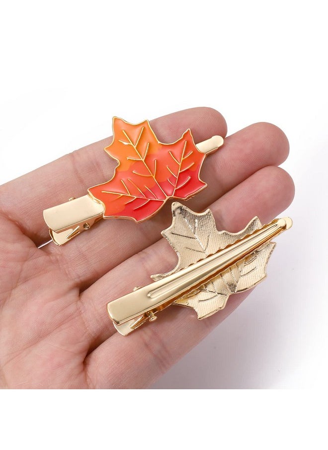 HZEYN - Zeyn 6 Pack Thanksgiving Hair Clip Fall Maple Leaf Hair Barrette Hair Accessories For Women Maple Leaf - Image 1