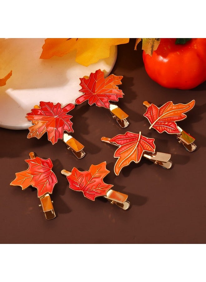 HZEYN - Zeyn 6 Pack Thanksgiving Hair Clip Fall Maple Leaf Hair Barrette Hair Accessories For Women Maple Leaf - Image 1